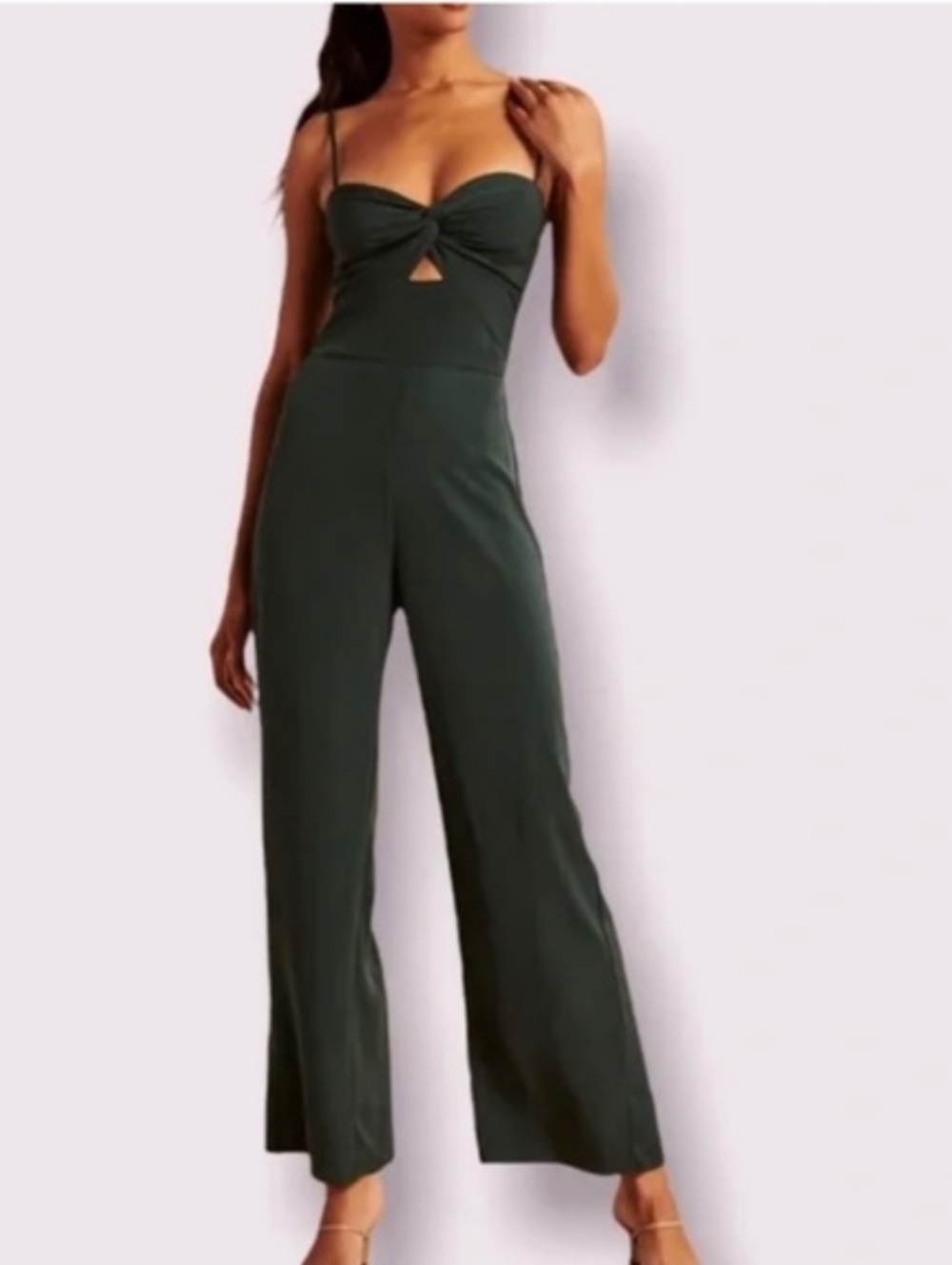 Abercrombie & Fitch Dark Green Twist Front Jumpsuit